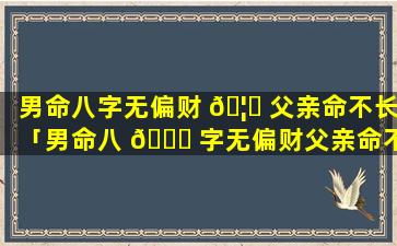 男命八字无偏财 🦆 父亲命不长「男命八 🐅 字无偏财父亲命不长女儿」